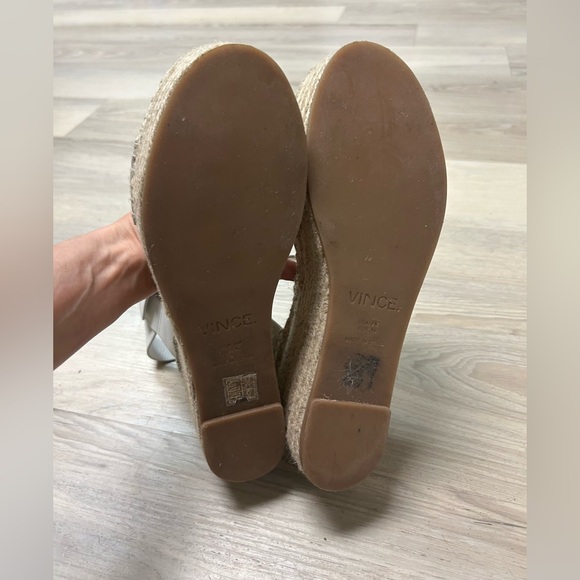 Vince Sandals Women's 9 Espadrille Wedge Platform Ankle Strap Buckle White Abby - Picture 11 of 14